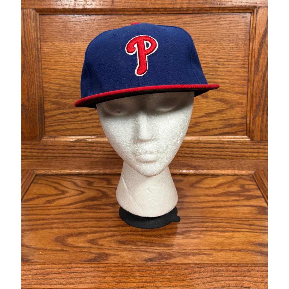 New Era 59FIFTY Philadelphia Phillies Hat Blue Red Fitted 7 1/8 MLB On-Field Cap